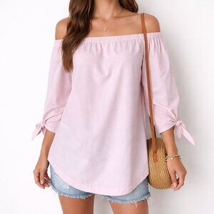 Free People Show Me Some Shoulder Pink Off-Shoulder Tunic SP | Oversized Cotton
